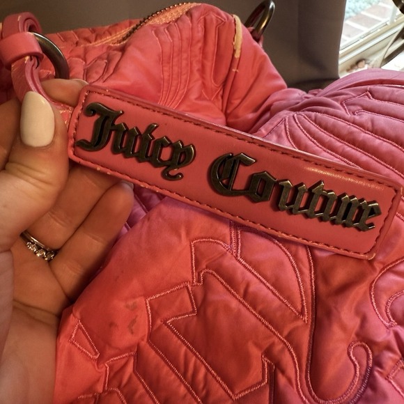 Juicy Couture Pink Duffle Tote Bag Purse Vintage Gothic Logo Daydreamer Y2k - Picture 2 of 16
